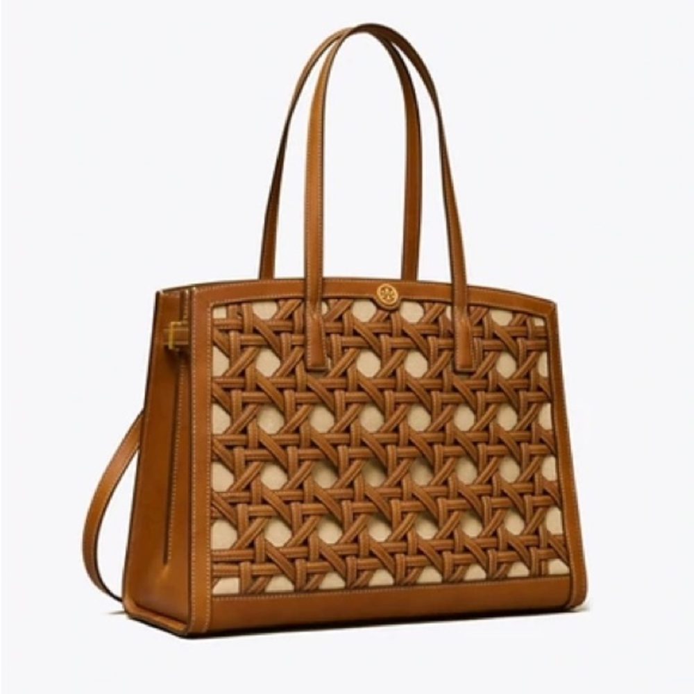 Tory Burch walker basket weave leather satchel